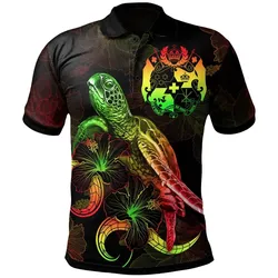 Alohawaii Shirt - Polo Shirt Tonga Polynesian - Turtle With Blooming Hibiscus Reggae - BN22