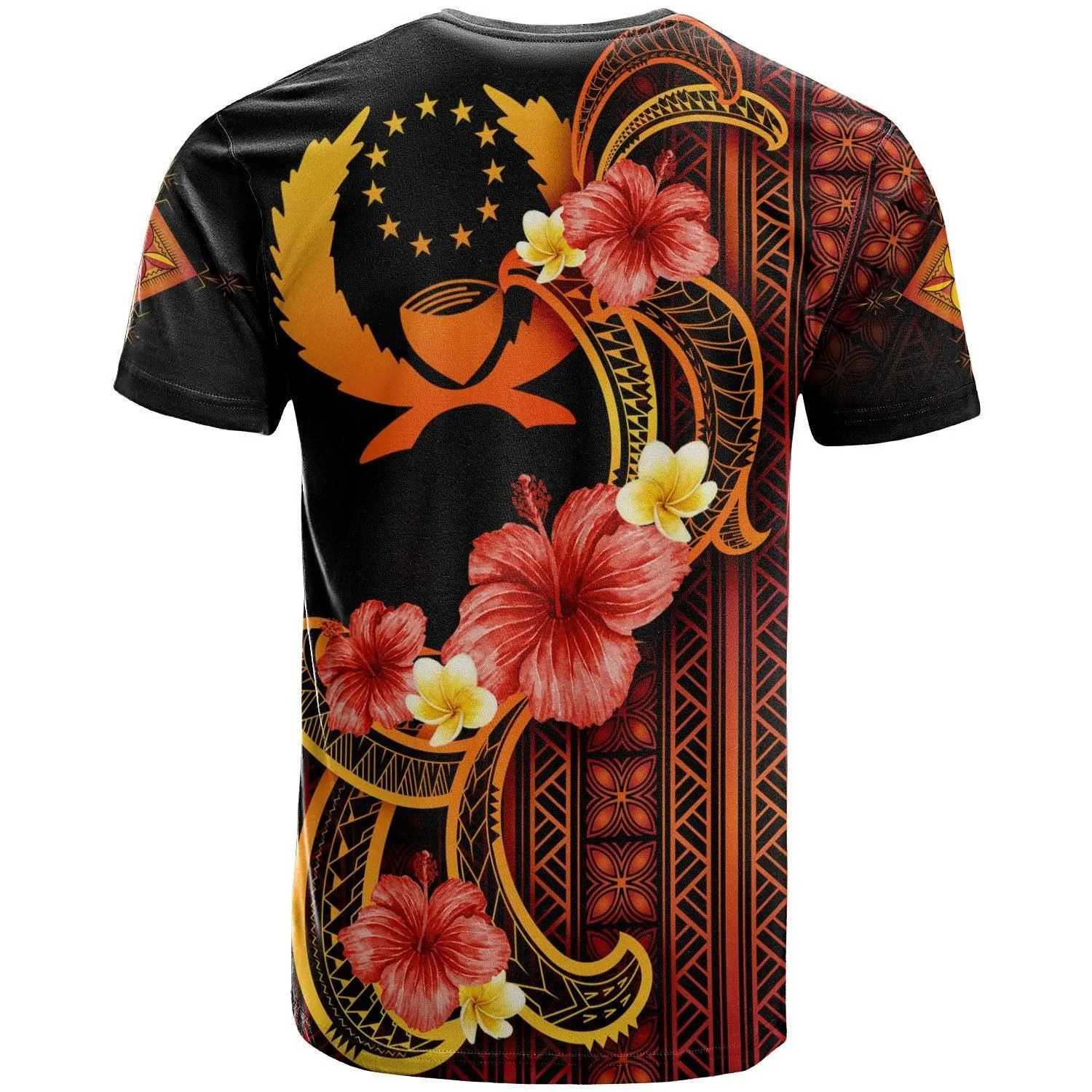 Pohnpei T-Shirt - Hibiscus Plumeria Mix Tribal Leaves