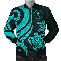 Chuuk Micronesian Men Bomber Jacket - Turquoise Tentacle Turtle