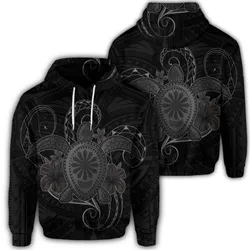 Hawaiian Turtle Hibiscus Polynesian Hoodie - Full Style - Gray