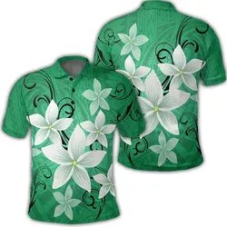 Alohawaii Shirt - Hawaiian Plumeria Polynesian Polo Shirt - Green - AH - J4R