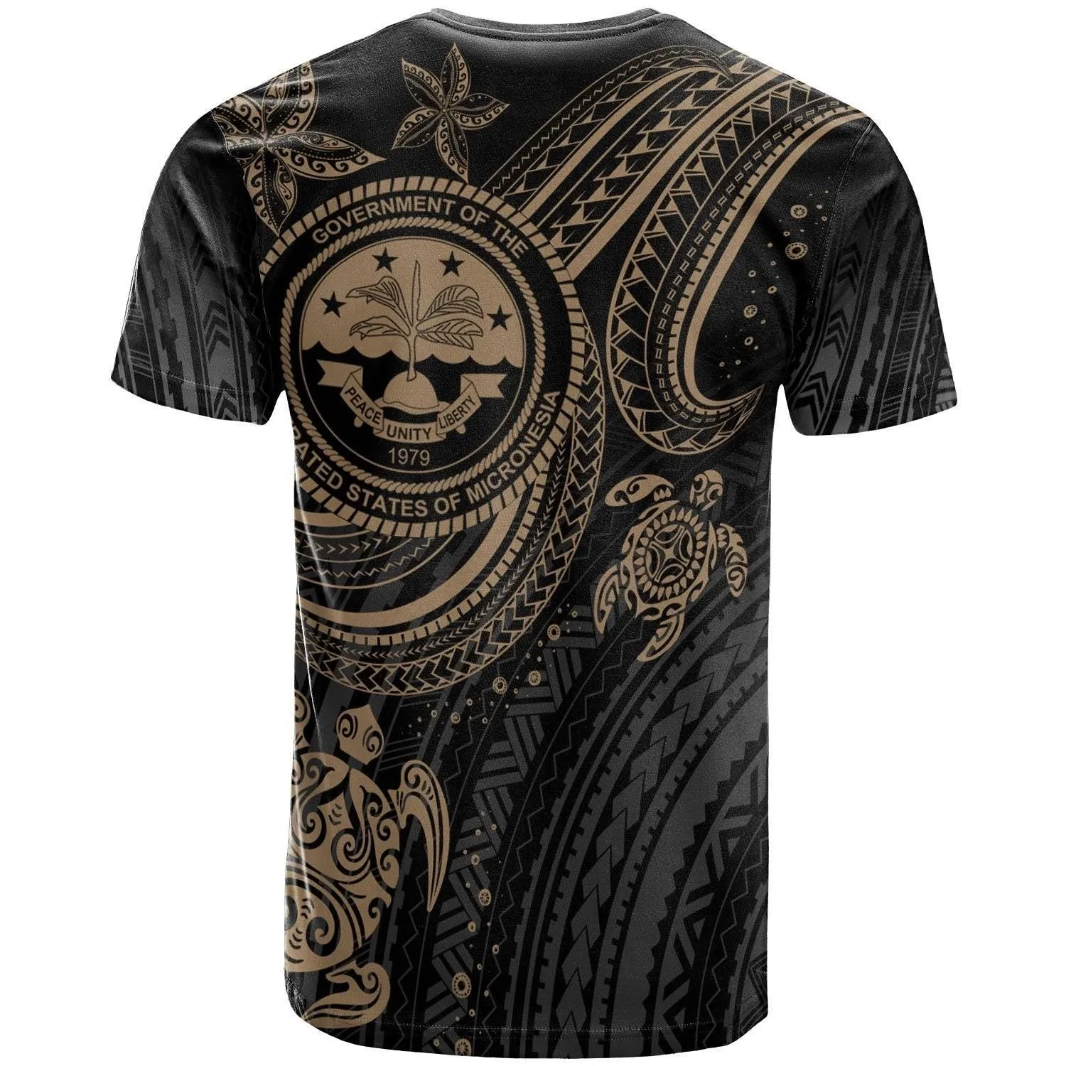 Federated States of Micronesia Custom Personalised T-shirt - Coat Of Arm with Gold Turtle