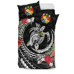 FamilyGater Bedding Set - Cover and Pillow Cases Tonga - Polynesia Map Turtle Hibiscus A24