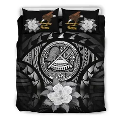 American Samoa Gray Hibiscus Bedding Set A02