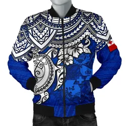 Tonga Polynesian Bomber Jacket - Blue Turtle