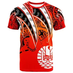 Tahiti T shirt - Tropical Leaf Red Gradient Style