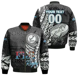 (Custom Personalised) Fiji Rugby Bati Tapa Pattern Bomber Jacket - LT2
