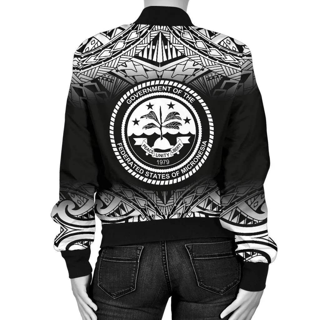 Federated States Of Micronesia Women's Bomber Jacket - Fog Black Style - BN09