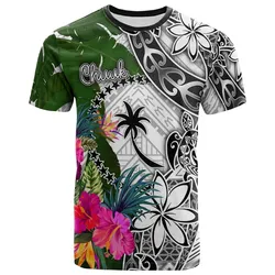 Chuuk T-Shirt White - Turtle Plumeria Banana Leaf - BN11