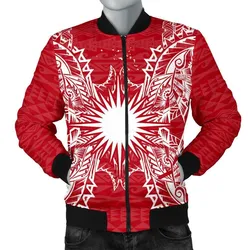 Marshall Polynesian Mens Bomber Jacket Map Red White
