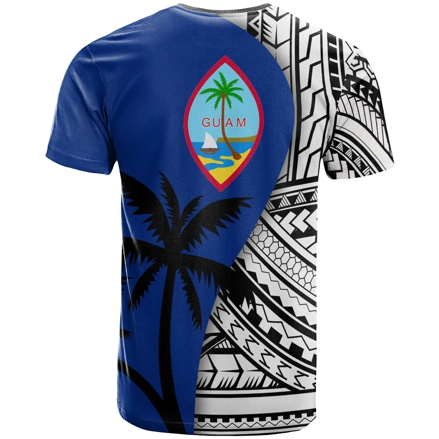 Guam T shirt - Coat Of Arm and Polynesian Patterns