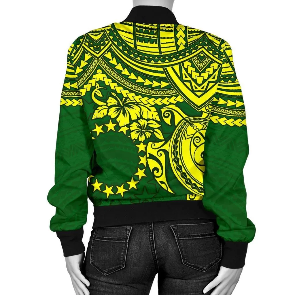 Cook Islands Polynesian \bBomber Jacket (Women)  - \bPolynesian Turtle - BN15