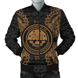 Federated States Of Micronesia Polynesian Bomber Jacket Map Gold