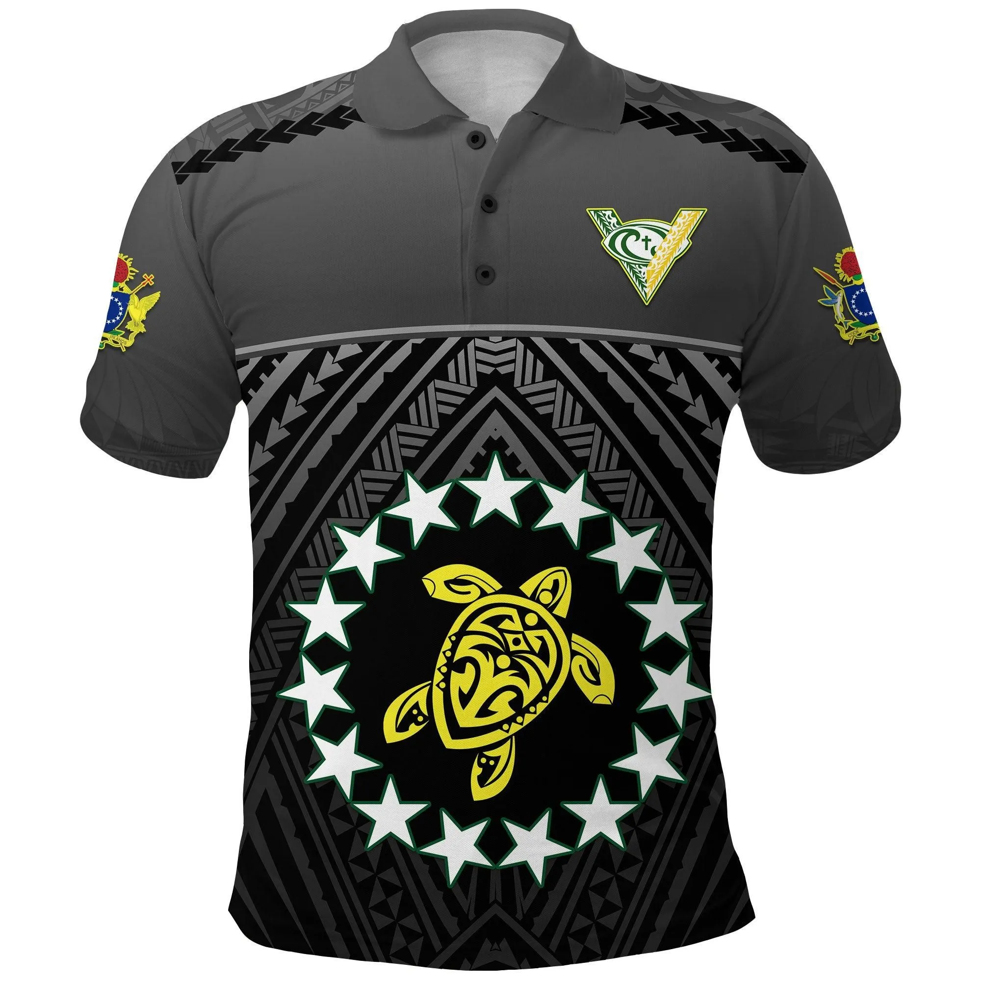 (Custom Personalised) The Kukis Polo Shirt Cook Islands Rugby Black - Custom Text and Number LT13
