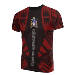 Norfolk Island T shirt - Norfolk Island Coat Of Arms Polynesian Tattoo Red Style