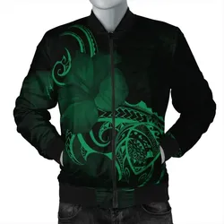 Alohawaii Jacket - Hawaii Map Turtle Hibiscus Divise Polynesian Bomber Jacket Green - AH - JR