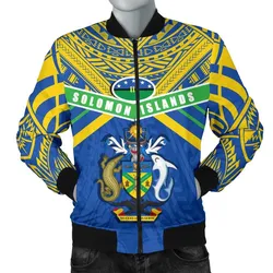 Solomon Islands Men Bomber Jacket Simple Coat Of Arms Rugby