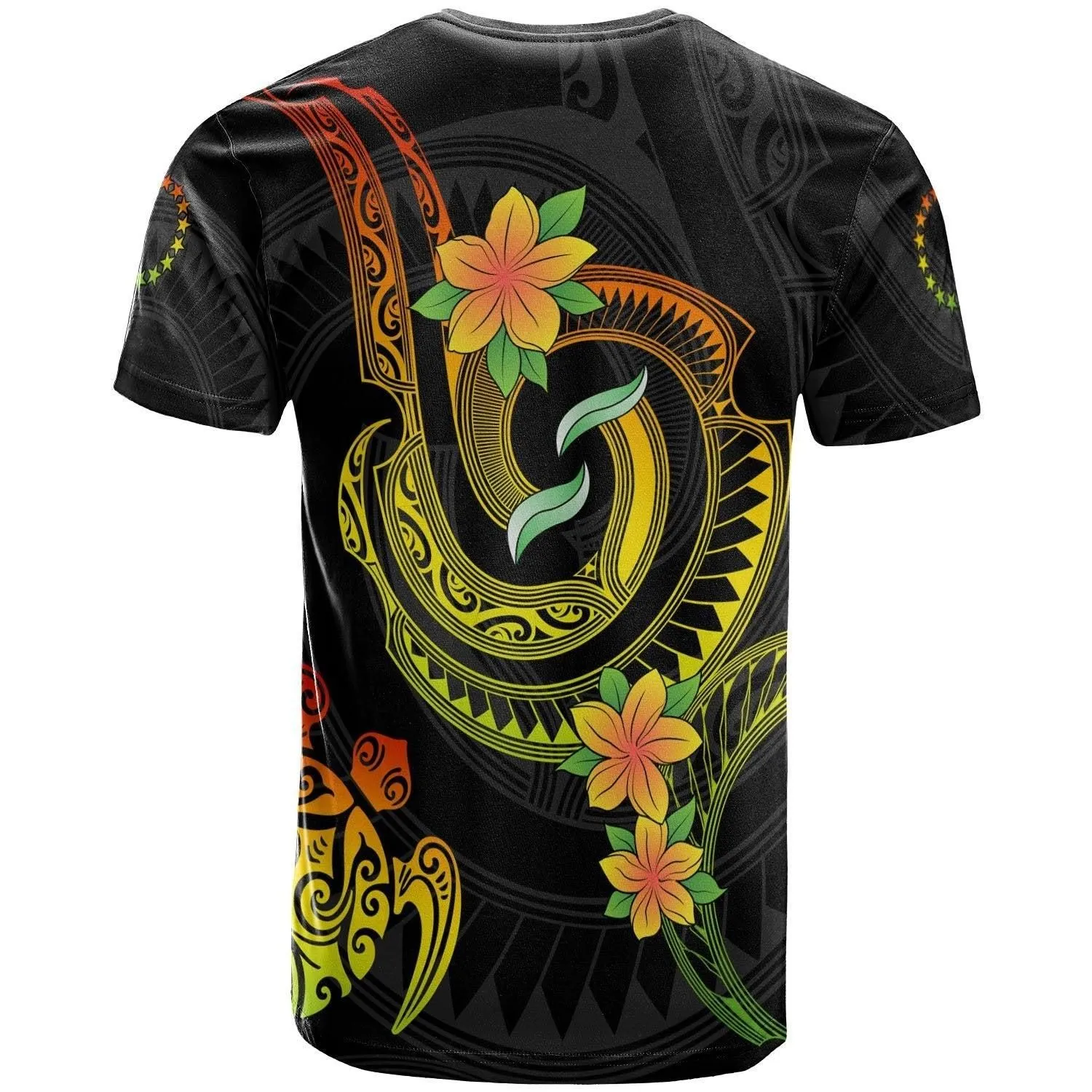 Cook Islands Custom Personalised T- Shirt - Reggae Plumeria Flowers with Spiral Patterns