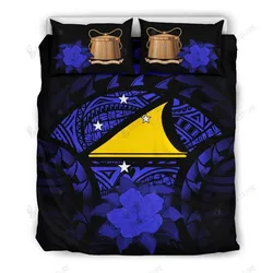Tokelau Hibiscus Black Blue And Yellow Bedding Set Bedroom Decor