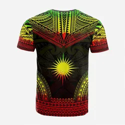Marshall Islands Custom Personalised T Shirt - Marshall Islands Flag Polynesian Chief Tattoo Reggae Version
