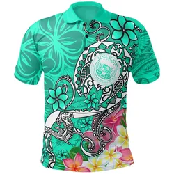 Hawaii Polynesian Polo Shirts - Hawaii Seal With Turtle Plumeria (Turquoise)