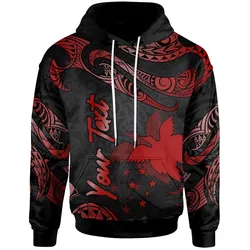 Papua New Guinea Polynesian Custom Personalised Hoodie - Poly Tattoo Red Version