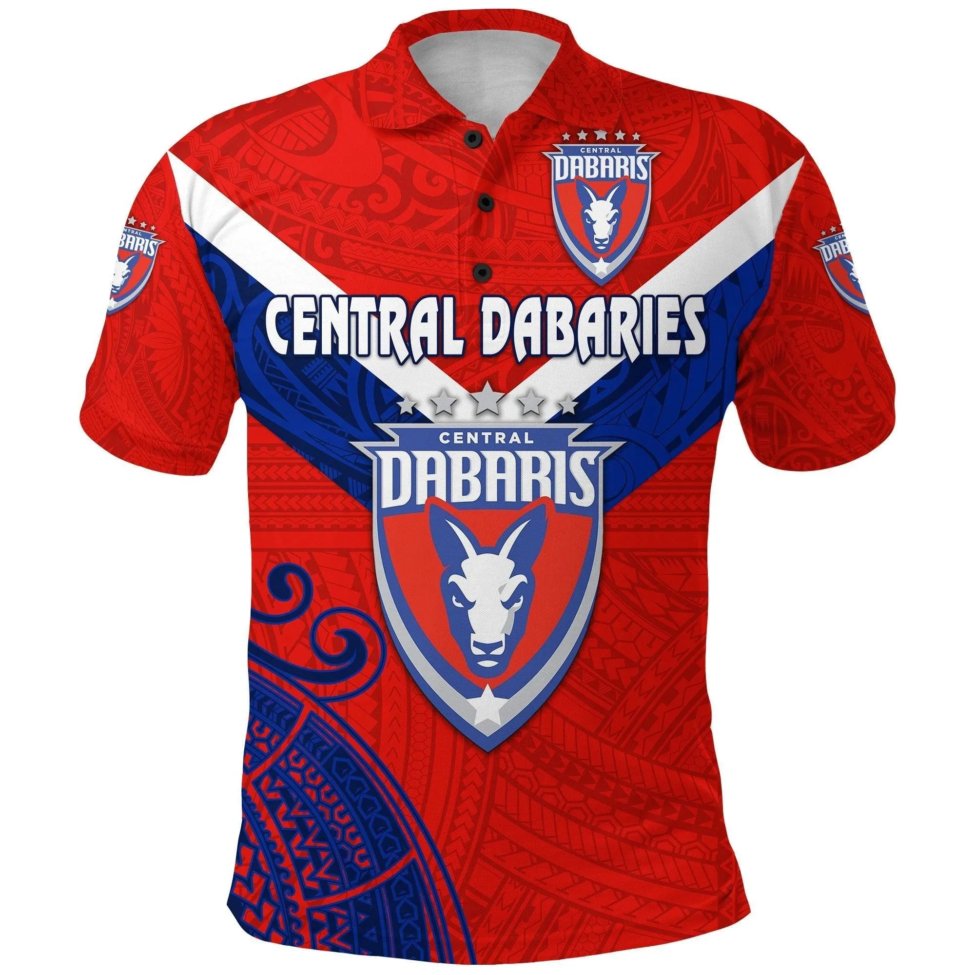 (Custom Personalised) Papua New Guinea Central Dabaries Polo Shirt Rugby - Red, Custom Text And Number LT8