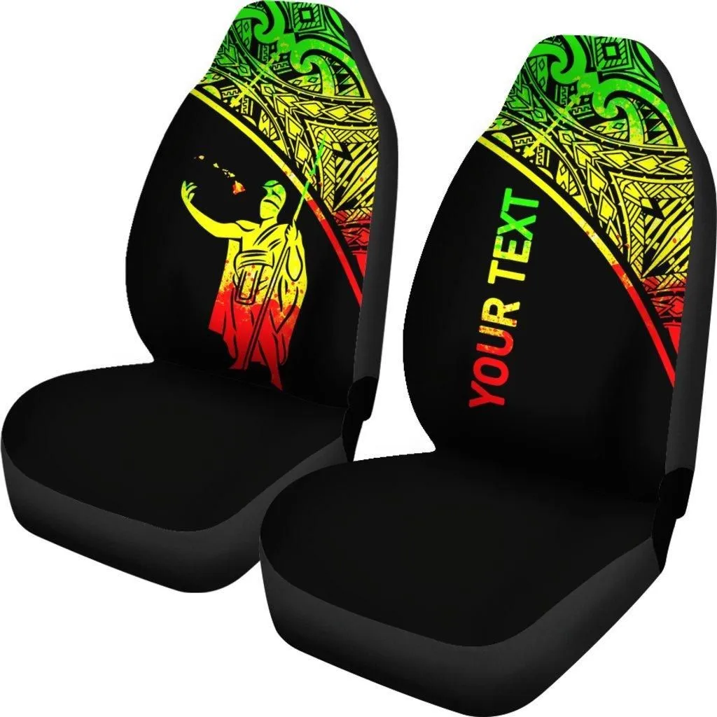 Hawaii Custom Personalised Car Seat Covers - Kamehameha King Polynesian Reggae Curve