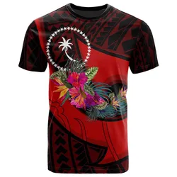 Chuuk T - Shirt - Polynesian Hook And Hibiscus (Red)