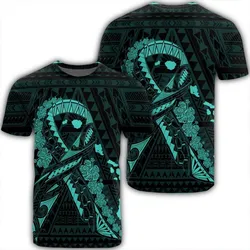 Hawaiian Map Heart Ribbon Cancer Hibiscus Turquoise Polynesian T-Shirt - AH