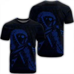 Hawaiian Map Heart Ribbon Cancer Hibiscus Blue Polynesian T-Shirt - AH