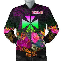 Wallis and Futuna Personalised Mens Bomber Jacket - Summer Hibiscus