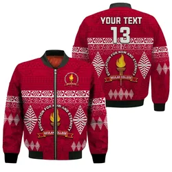 (Custom Text and Number) Beulah College Bomber Jacket Ngatu Pattern Tonga LT13