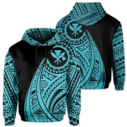Hawaii Kanaka Polynesian Tattoo Style Blue Ah Unisex 3D Hoodie All Over Print Hkiam