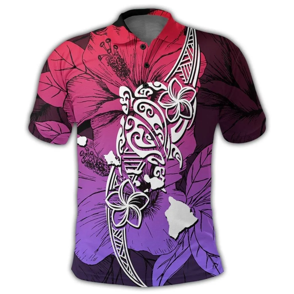 Hawaii Polynesian Hibiscus Sweat Polo Shirt - AH