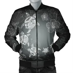 Alohawaii Jacket - Hawaiian Plumeria Hibiscus Turtle Under Sea Polynesian Bomber Jacket White AH - J7R