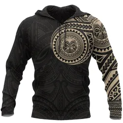 Polynesian Hoodie - Polynesian Tiki Face Tattoo Style