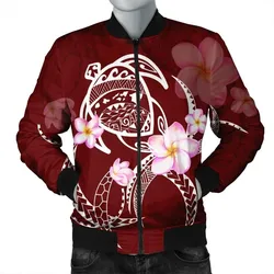 FamilyGater Jacket - Hawaiian Map Plumeria Turtle Swim Polynesian Bomber Jacket - AH - J6R