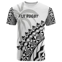 Fiji Rugby T Shirt Fijian Cibi Dance Tapa Pattern White LT14