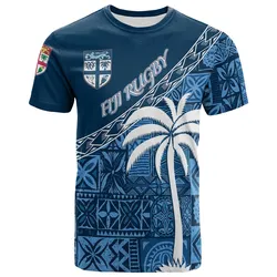 (Personalized Personalize) Tapa Pattern with Palm Tree Fiji Rugby T-Shirt LT7