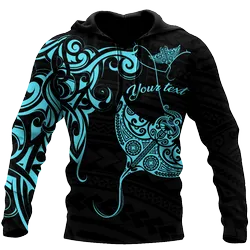 Amazing Polynesian Blue Ray Tattoo Personalized Unisex Deluxe Hoodie ML