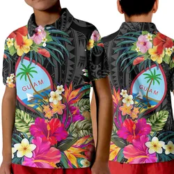 Guam Polynesian Polo Shirt KID Tropical Flowers - Colorful Vibes LT8