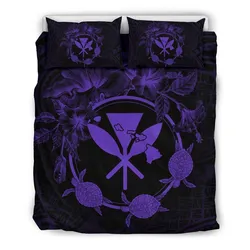 Hawaii Kanaka Turtle Hibiscus Polynesian Bedding Set - Anthea Style Purple - AH - J4