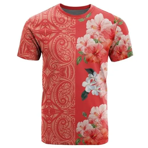 Hawaii Hibiscus Flower Polynesian T-Shirt - Curtis Style - Orange