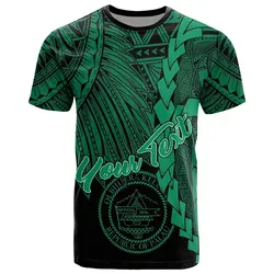 Palau Polynesian Custom Personalised T shirt - Tribal Wave Tattoo Green