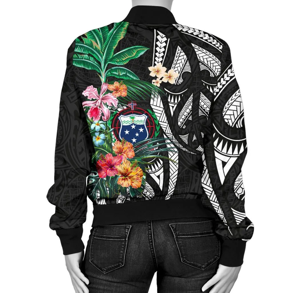FamilyGater Jacket - Bomber Jacket Samoa Coat Of Arms Polynesian With Hibiscus TH5
