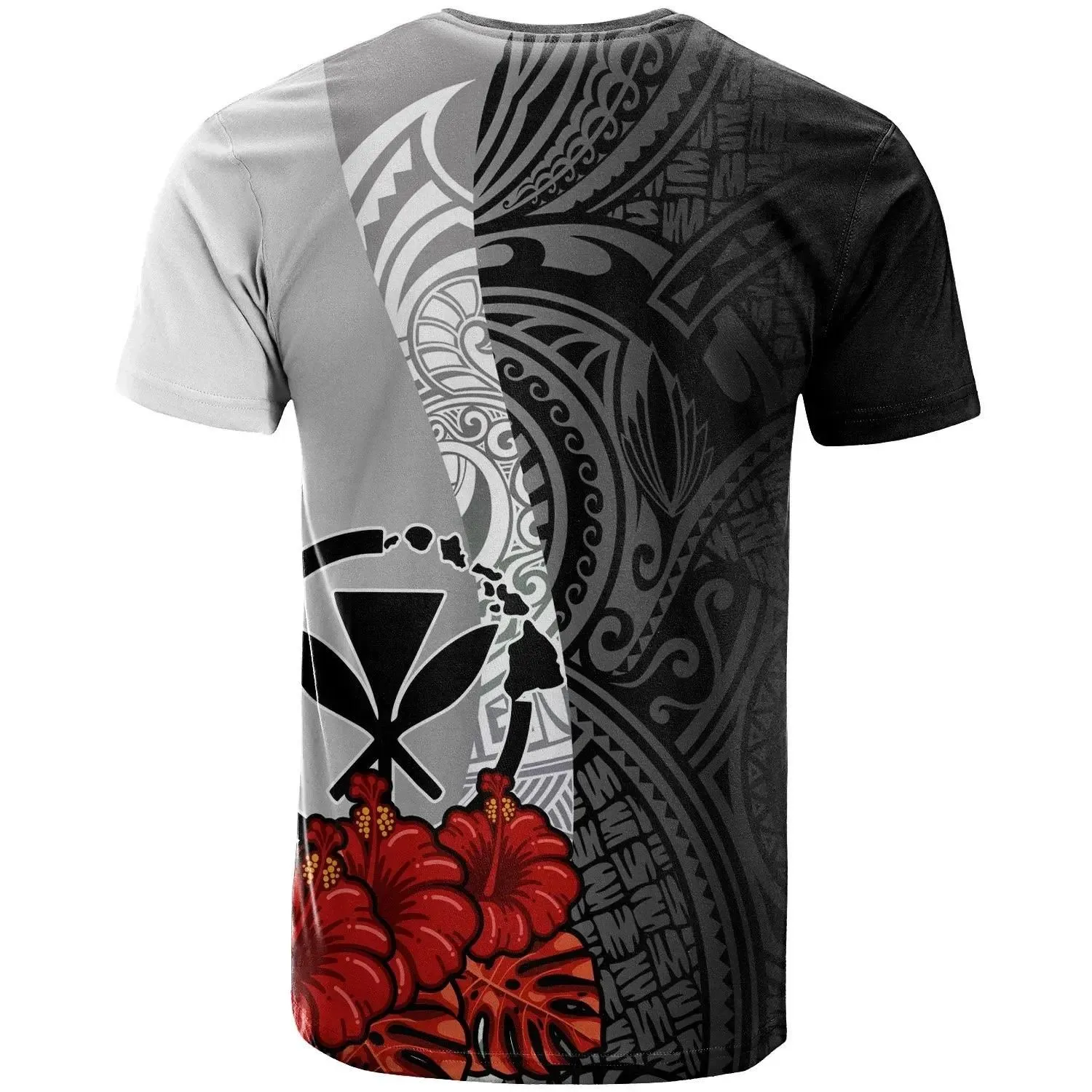 Hawaii Polynesian Custom Personalised T-Shirt - Kanaka Maoli With Hibiscus White - BN12