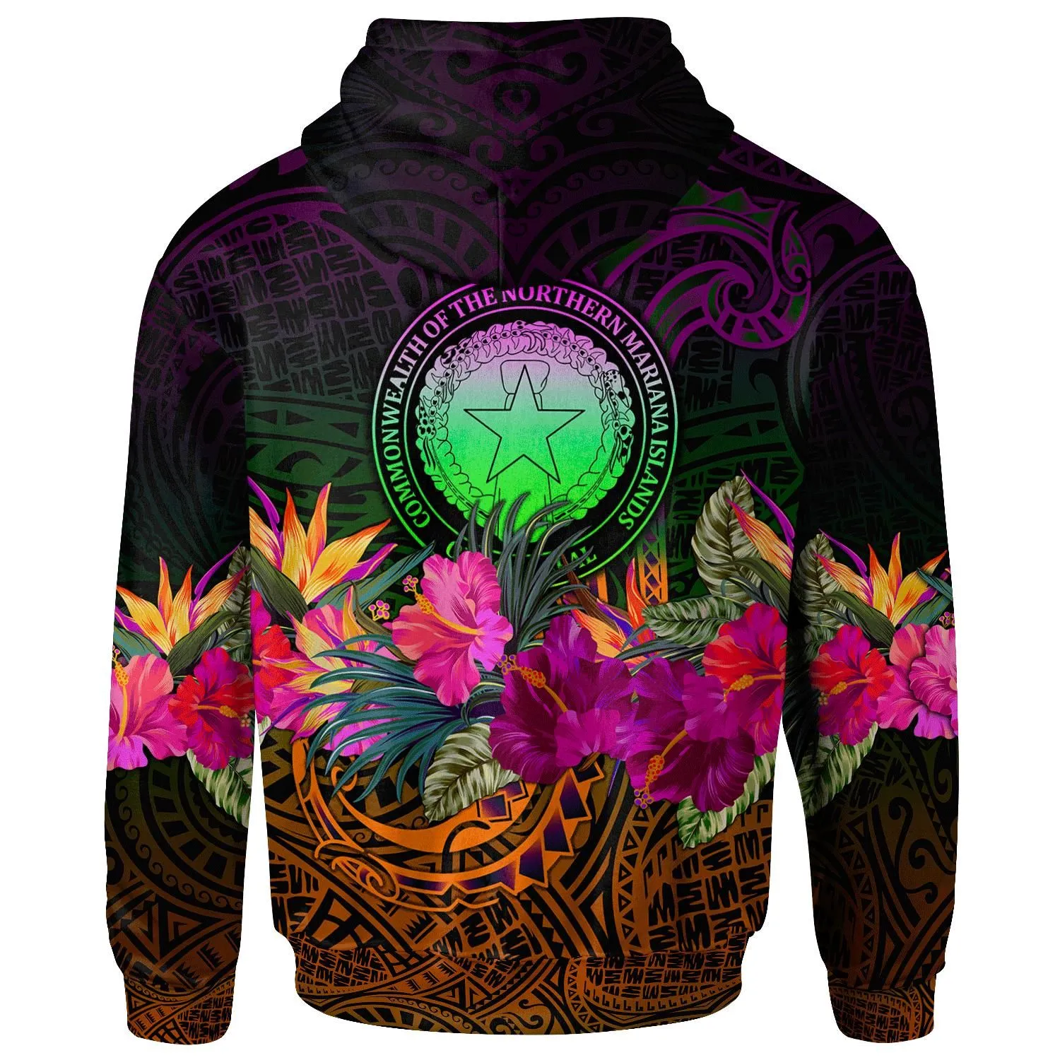 Northern Mariana Islands Polynesian Personalised Hoodie - Summer Hibiscus