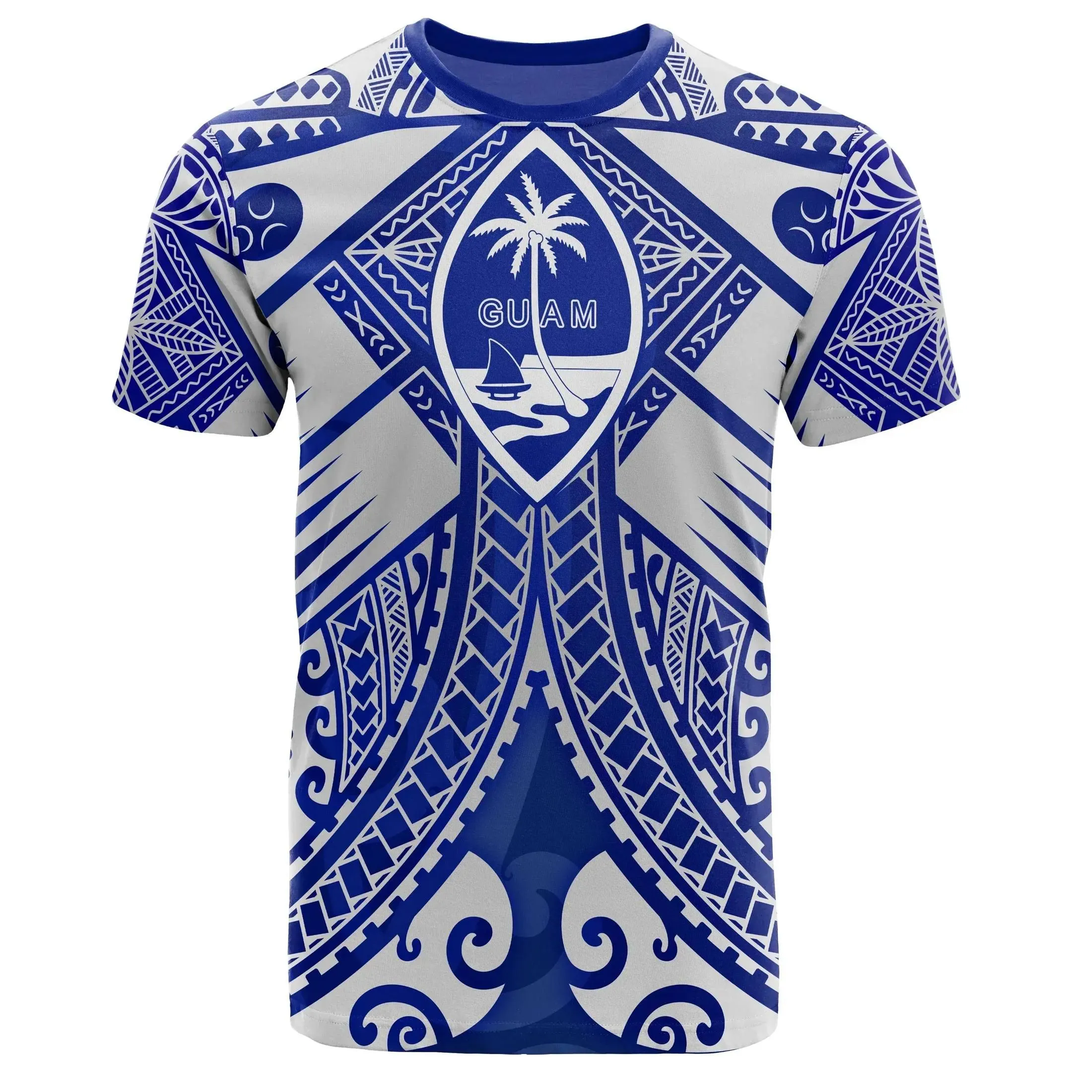 Guam Polynesian T-Shirt - Guam White Seal with Polynesian Tattoo Ver 02 - BN18