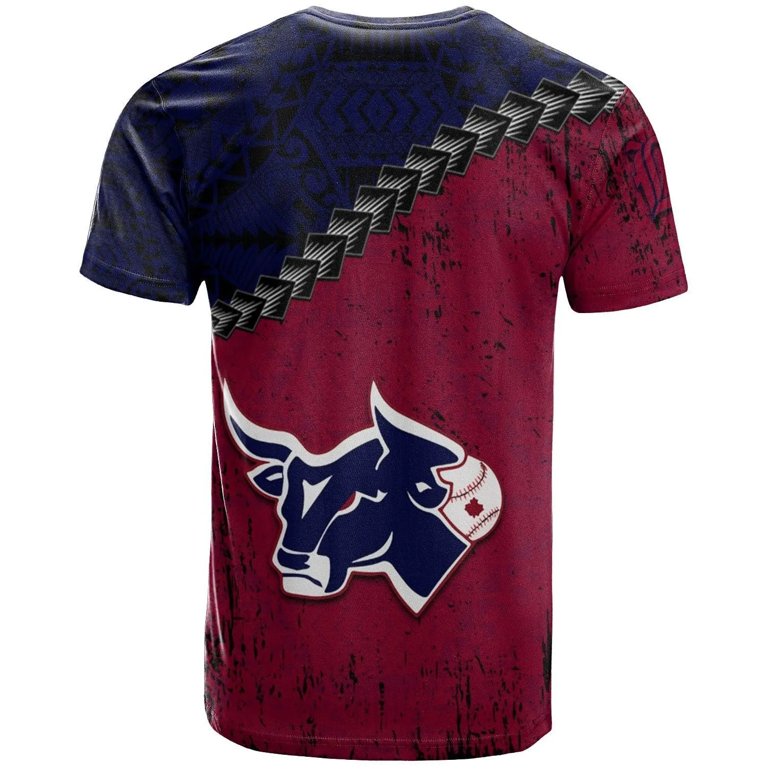 Lethbridge Bulls T-shirt Grunge Polynesian Tattoo - CA BASEBALL